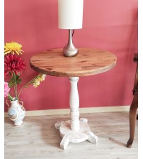 Masifart Basel Fiskos Sehpa Tornalı Ayak Yan Sehpa Beyaz Eskitme